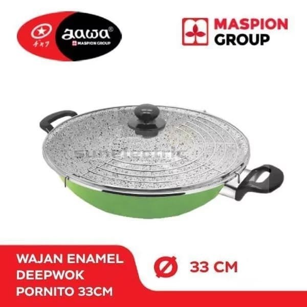 MASPION PORNITO 33 cm - Wajan Enamel Deep Wok 33 cm - Warna Random