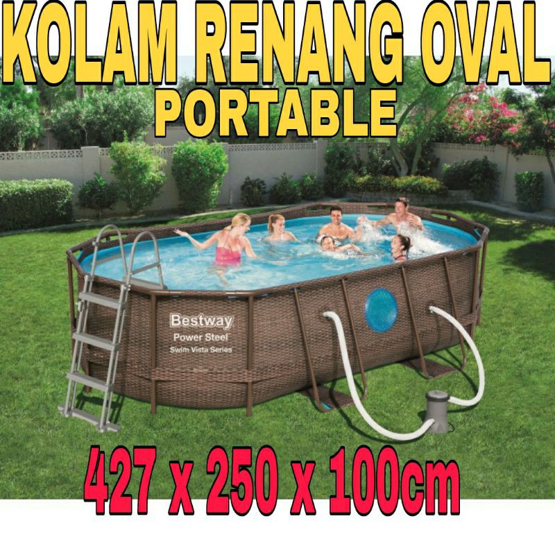 Jual Kolam Renang Dewasa Anak Oval Big Size Jumbo Besar Elips Besi PVC ...