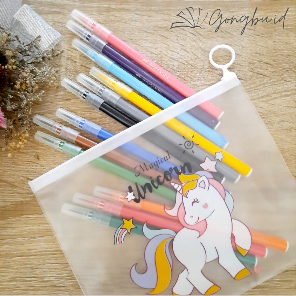 

TEMPAT PENSIL UNICORN POUCH/TAS KOSMETIK TRANSPARAN ZIPPER BAG TEMPAT PENYIMPANAN SERBAGUNA