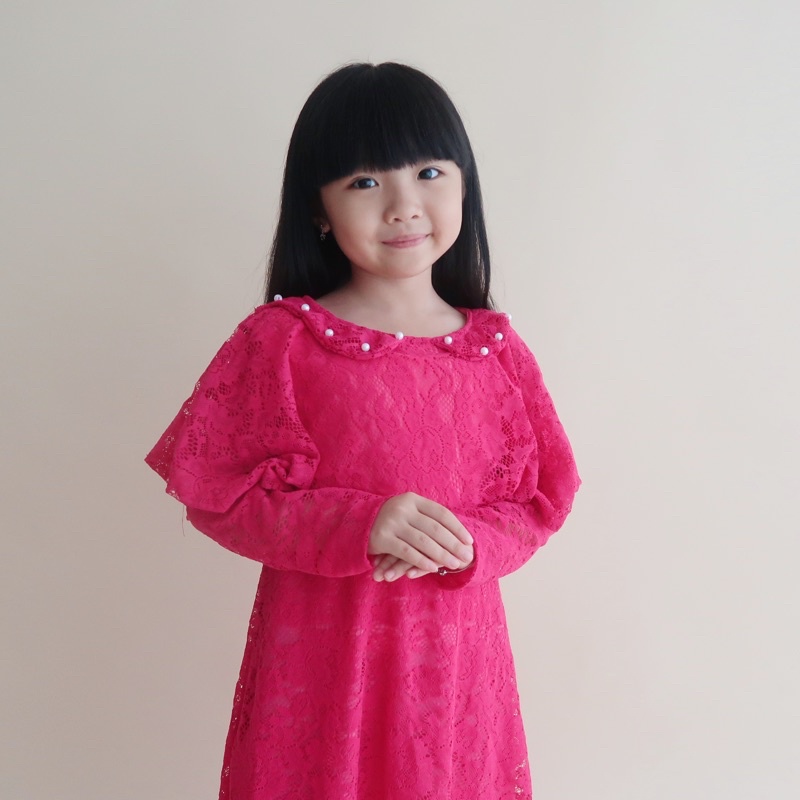 Gamis Brukat anak hoodie  salsabila umur 9 - 12 tahun