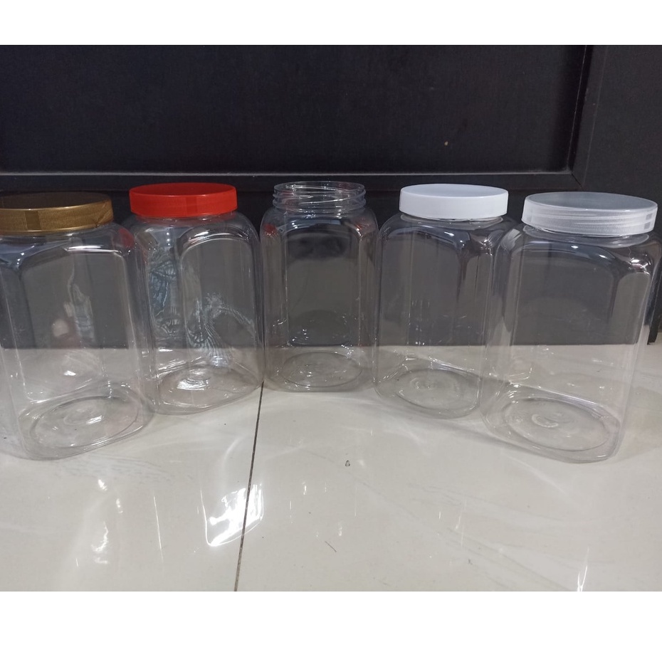 Toples Plastik Kotak 2 Liter Bening Tinggi