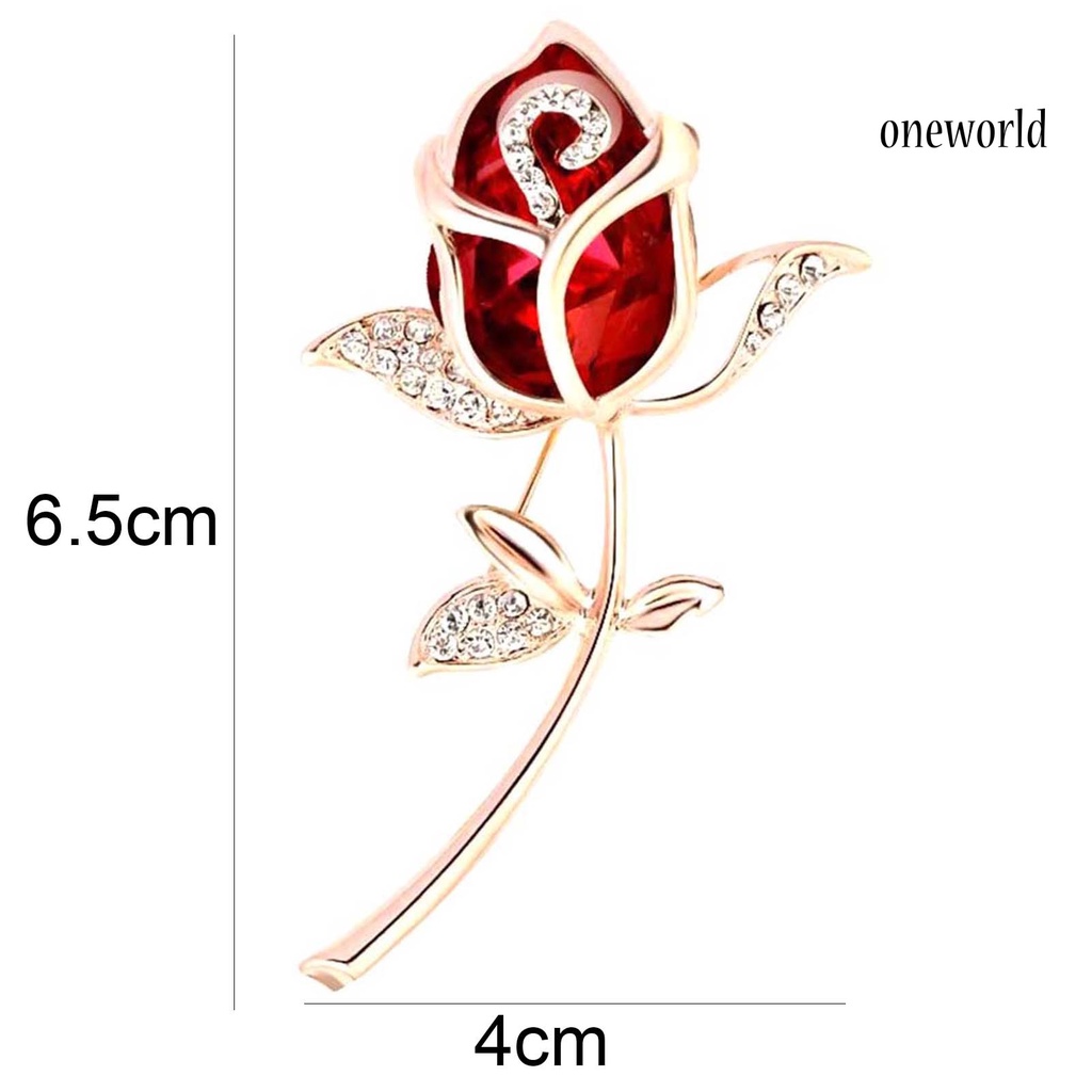 OW@ Brooch Stylish Rose Flower Design Alloy Women Girls Button Brooch for Bouquet