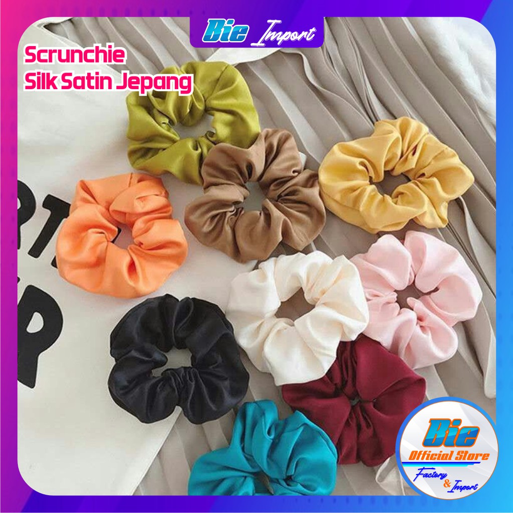 Scrunchie Satin Silk Jepang Size Jumbo / Ikat Rambut Satin Jepang