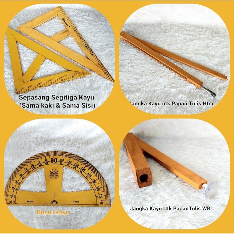 

Penggaris Kayu 1meter/Segitiga/Busur/Jangka Papan White Board