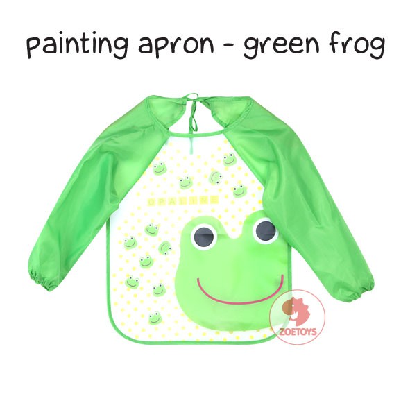 Zoetoys Painting Apron | Peralatan Melukis 2in1 untuk Baby Bib Waterproof Anak Bayi Tahan Air Spons Apron Celemek Lukis dan Baju Bayi | Kids Painting Kit