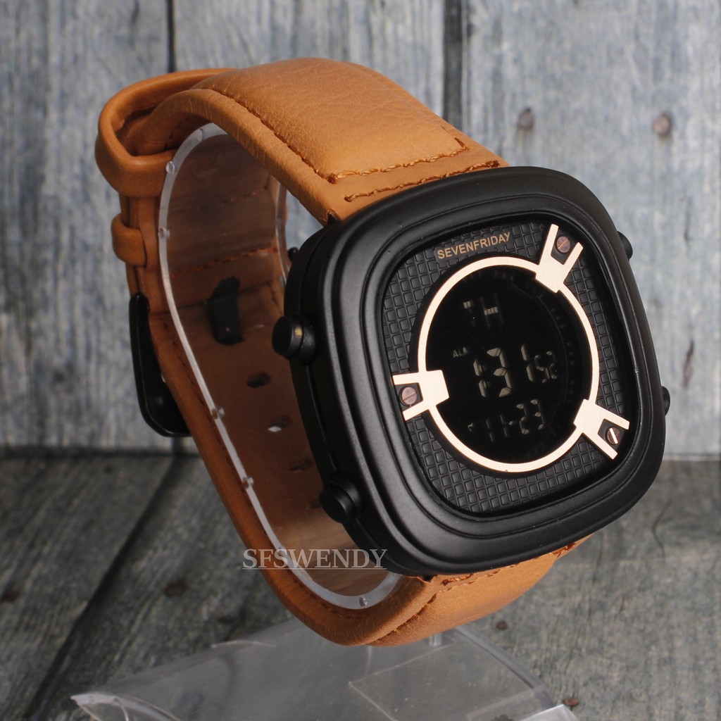 PROMO MURAH !!! Seven Friday Digital M1-02 Premium Strap Kulit Sapi ASLI kualitas Grade original