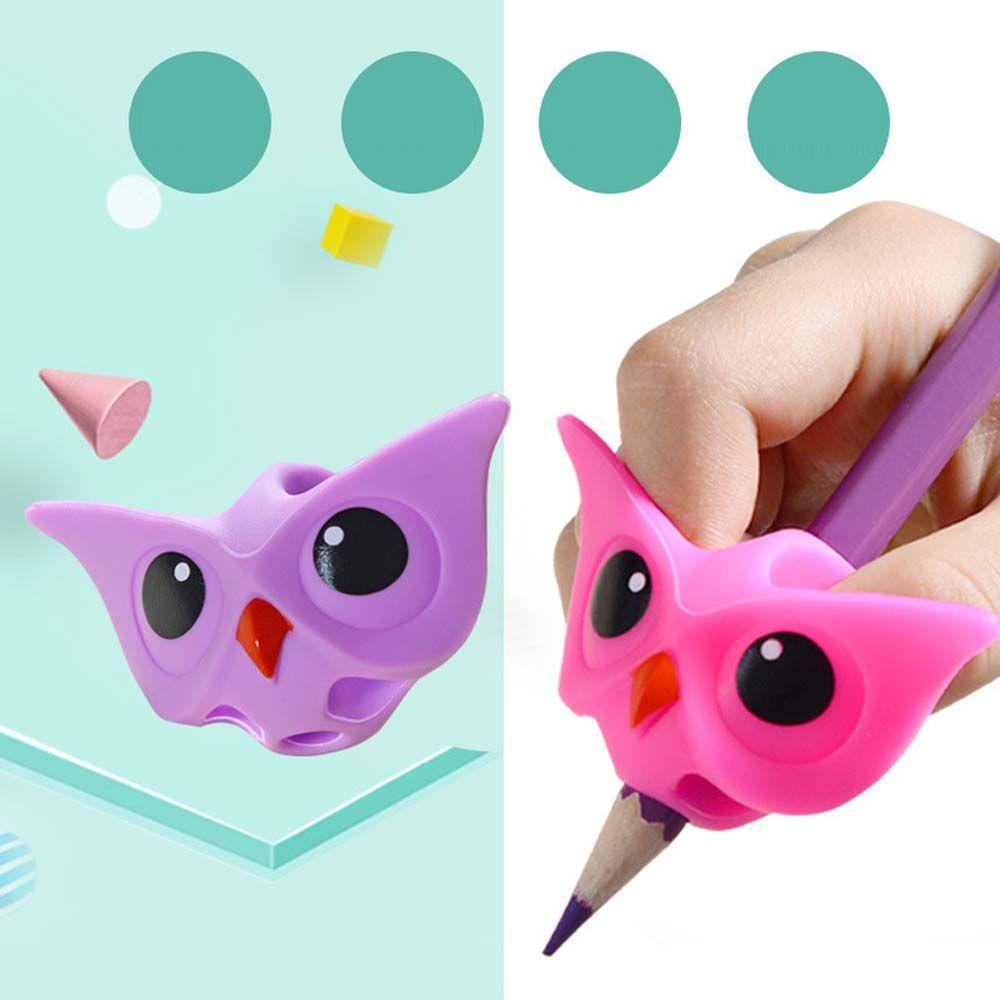 Lanfy Owl Pen Grips Lucu 3Pcs/lot Silikon Belajar Tulisan Tangan Pensil Praktek Alat Tulis Hold Pen Handwriting Aid Guide