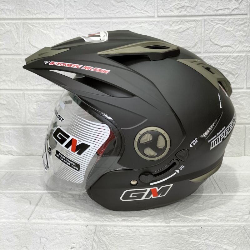 HELM GM NEW IMPREZZA SOLID 2 VISOR HITAM DOFF ORIGINAL 100 %