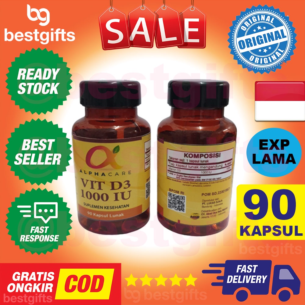 ALPHACARE ALPHA CARE VITAMIN D3 1000 IU MEMENUHI KEBUTUHAN VITAMIN VIT D IMUN DAYA TAHAN TUBUH 90 KAPSUL