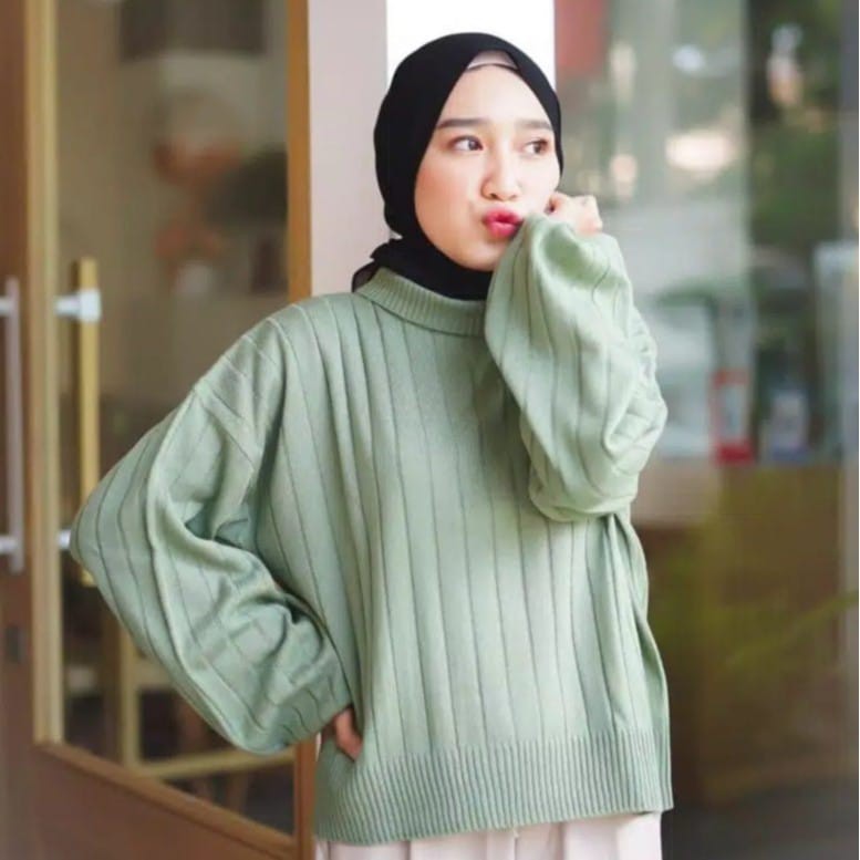 DISKON VIBE TURTLE KNIT - sweater korea / sweater wanita / knitwear / knit sweater / atasan rajut / murah