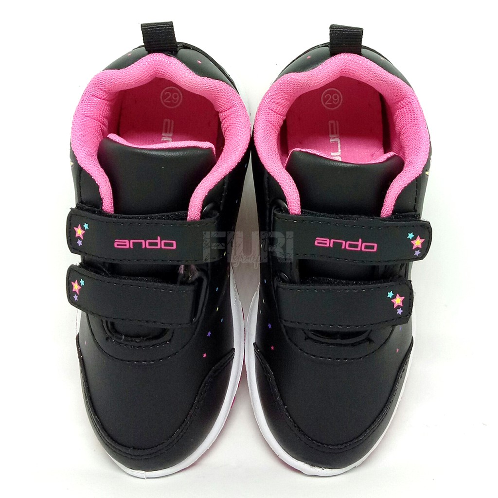 FIURI - Ando Original - MINICORN PEREKAT KIDS 25-36 - Sepatu Kets Anak Perempuan - Sneakers Anak - Sepatu Olahraga Sport Anak Balita Cewek Perekat - Sepatu Casual KETS UNICORN KUDA PONI Anak Kecil - Sepatu Sekolah Hitam Anak PAUD TK SD Murah