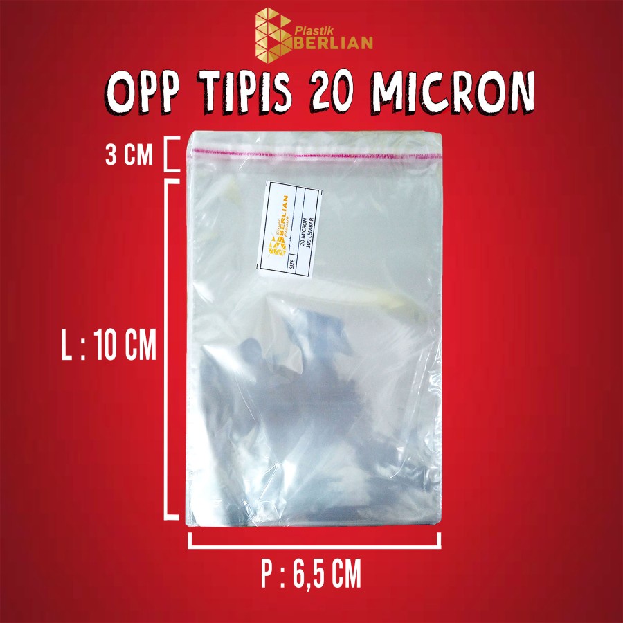 

6,5 x 10 cm Plastik OPP TIPIS (100 lbr) (lem/seal)
