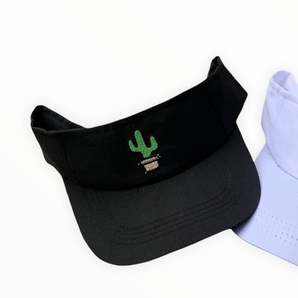 Topi baseball kaktus cream-Golf kaktus hitam