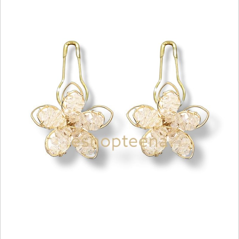 A19 anting hijab bunga kristal gold_anting jilbab