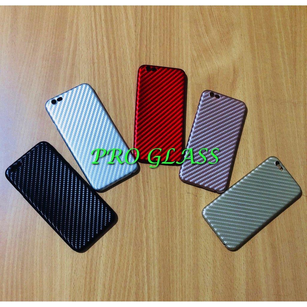 P101 Paket Iphone 7 / 7+ / 8 / 8+ 4D Tempered Glass Carbon + Case Carbon Style Premium