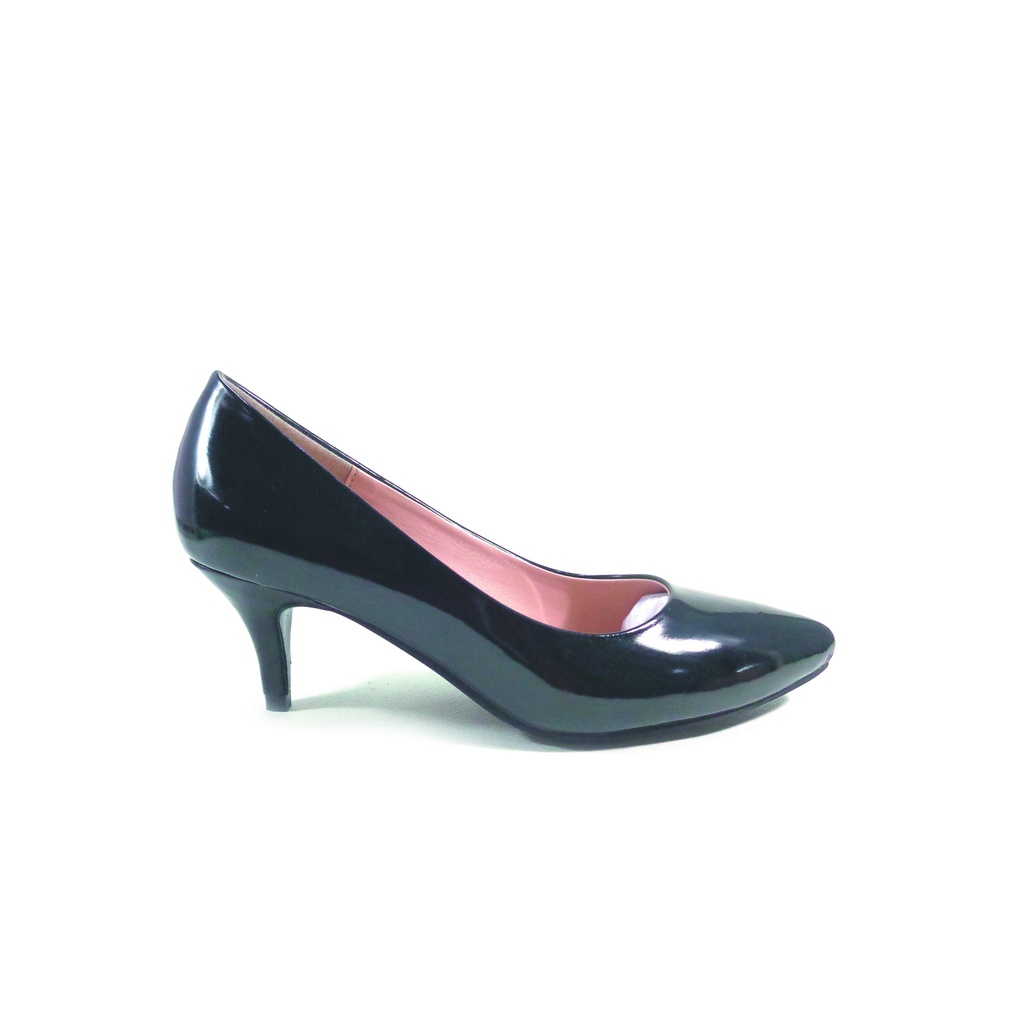 Workswell Sepatu Kerja Wanita Medium Heels 5cm Kode 396 Hitam Glosy