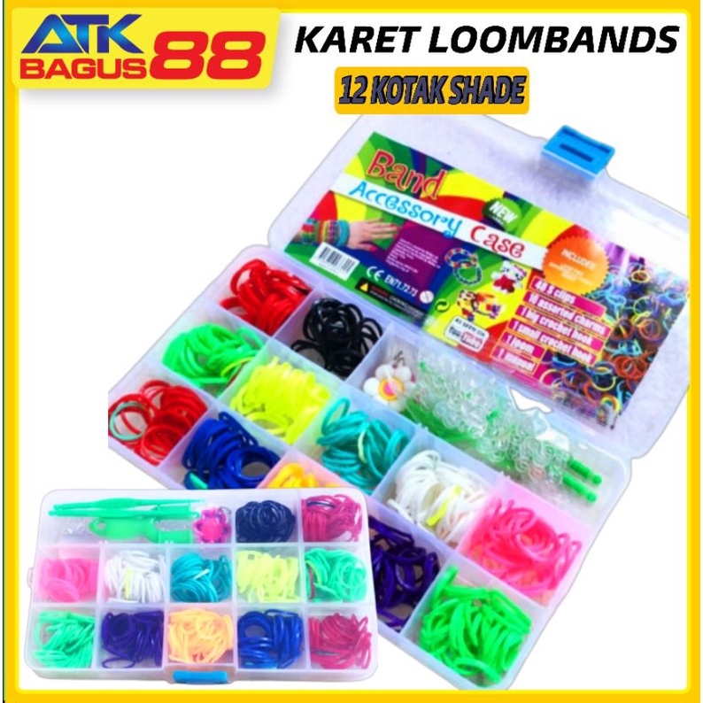 Karet Loomband Kotak Shade 12 harga/1pcs  Aksesoris Mainan Warna Warni