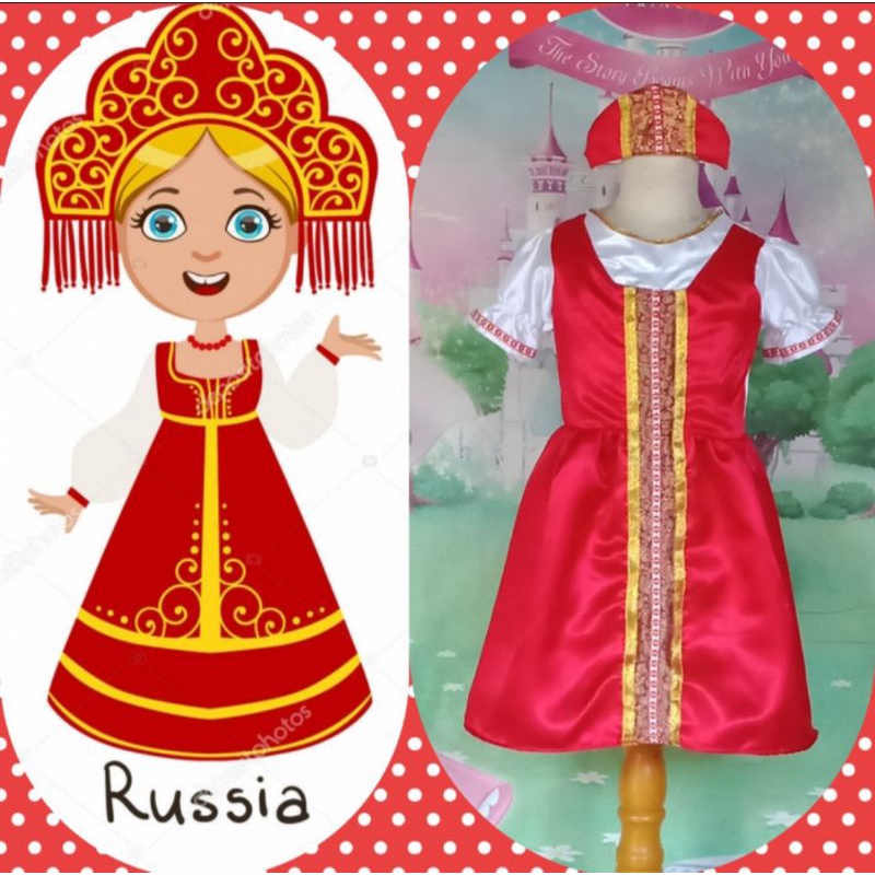 Kostum Anak Internasional Baju Adat Tradisional Negara Russia Rusia Girl