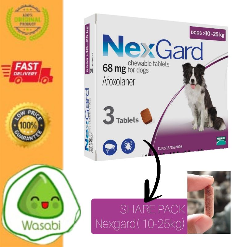 ORIGINAL SHARE PACK Obat Kutu NEXGARD Large Dog L 10-25kg Anjing Besar