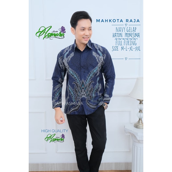 MAHKOTA RAJA ASMARA BATIKSOLOAMANAH KEMEJA BAJU BATIK PRIA SOLO LENGAN PANJANG PENDEK LAPIS FURING ATASAN BATIK PREMIUM MODERN KATUN HALUS GIYANDRA IJO SUJIWO KLASIK MAJALAYA AKAR PUTIH KAWUNG SEJAGAT PANCASONA BIRU TIRTA KUNING TIRTA MERAH BAGASWARA