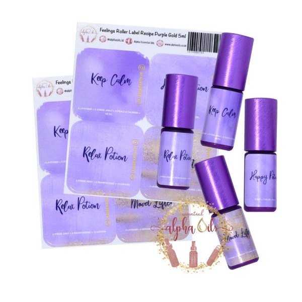 

Feelings Essential Oil Roller Label Recipe Purple Gold 5ml