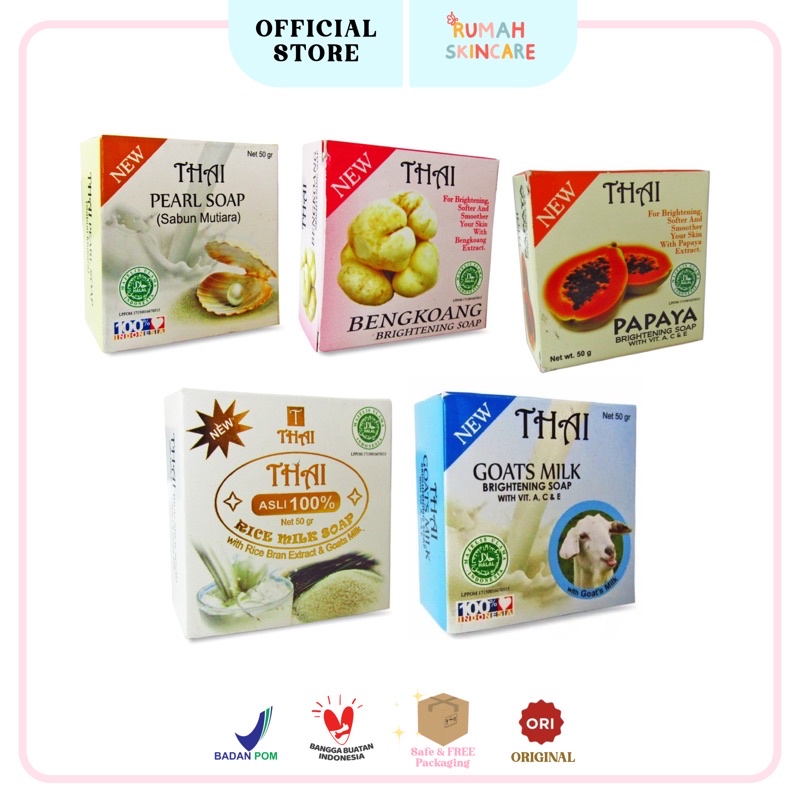 THAI Sabun Goats Milk | Rice Milk | Papaya | Bengkoang | Mutiara Sabun Pemutih 50gr