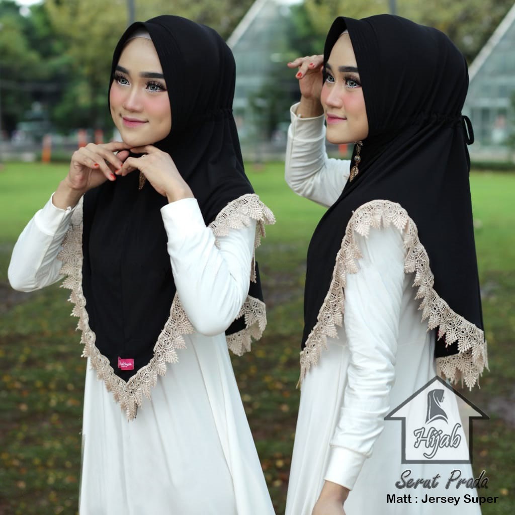 GROSIR Jilbab Instan Serut Prada Hijab Bergo Renda Import Terbaru dan Termurah RUMAH HIJA'B-2