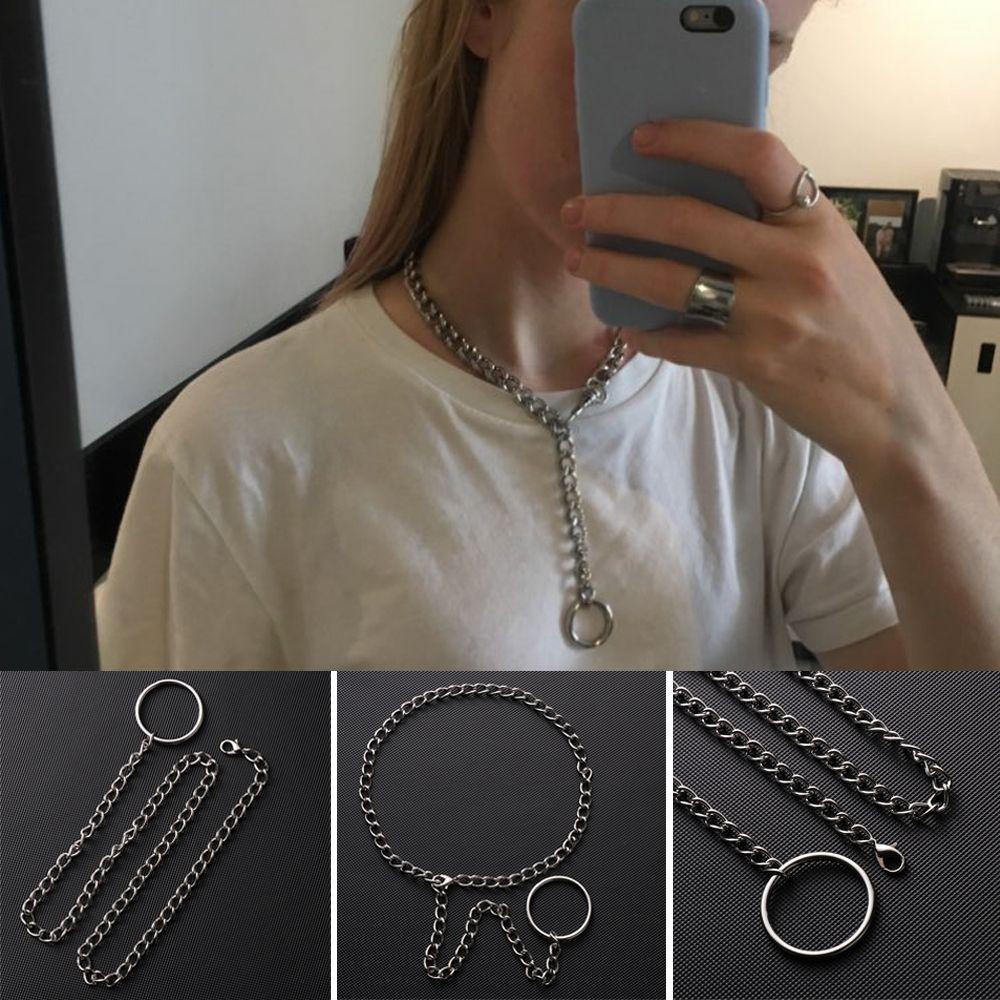 Kalung Choker Bulat Handmade Keren Bahan Rantai Metal Untuk Wanita