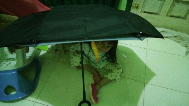 Payung Terbalik Reverse Umbrella Gagang C Kazbrella ( Bunga )