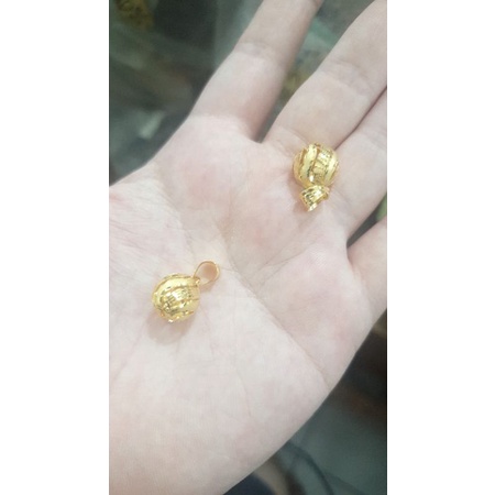 Liontin bandul kalung bola kuning kopong emas asli 700 70% 16K