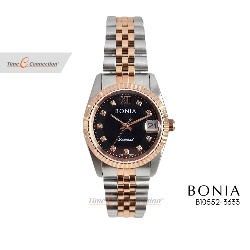 Bonia B10552-3633 Diamond Original / Jam Tangan Wanita / Swarovski Crystal Rantai Kombinasi Plat Hit