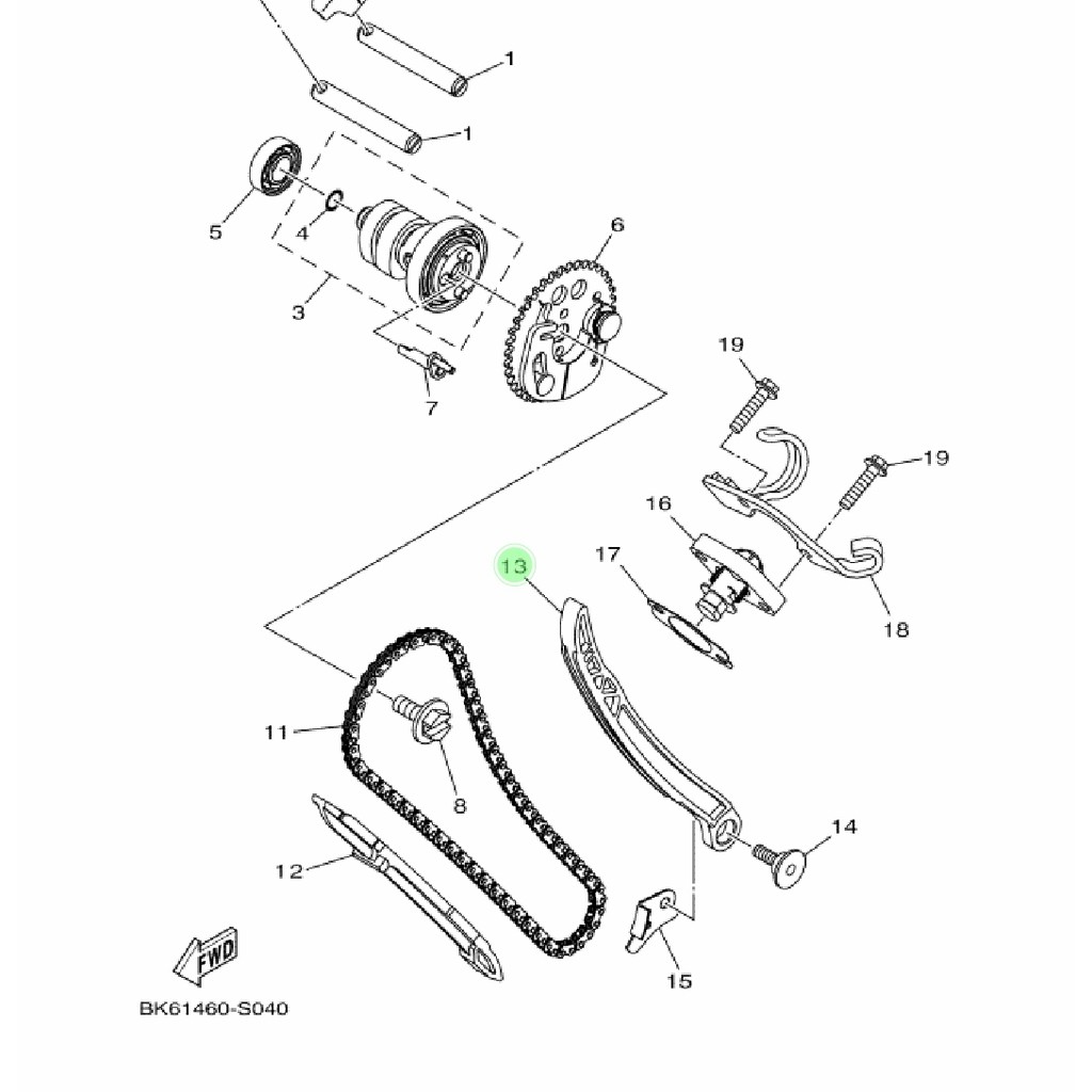 KARET LIDAH TENSIONER ATAS NEW R15 VVA V3 MT15 XSR VIXION R WR 155 ORIGINAL YGP BK6-E2241-00