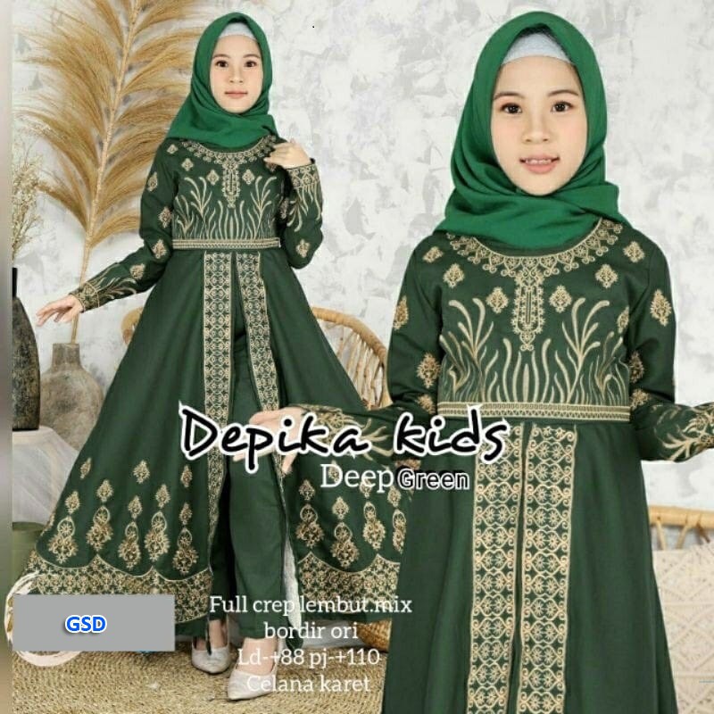 Depika Kids/Baju Muslim Anak Full Bordir/ Gamis Anak 6 - 8 Tahun/fashion Muslim Best Seller