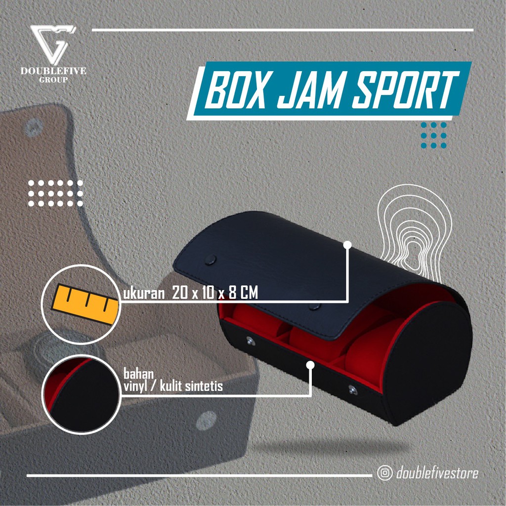 Traveller Watch Case Tube / Tempat Jam Tangan Sport Isi 3 Hitam Merah