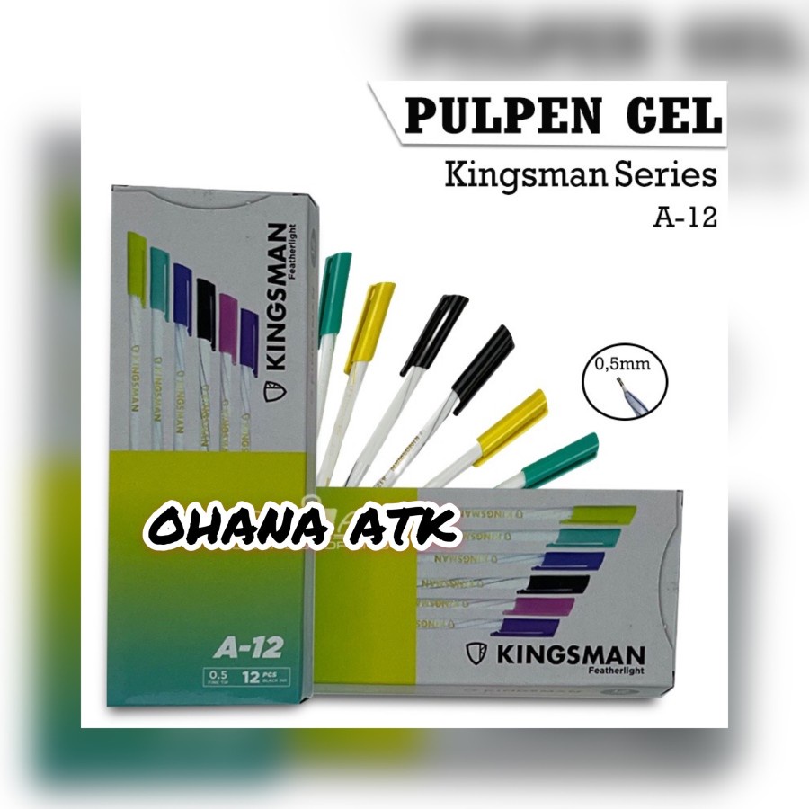 

12pcs Pulpen Gel Kingsman A-12 Smooth 0,5mm