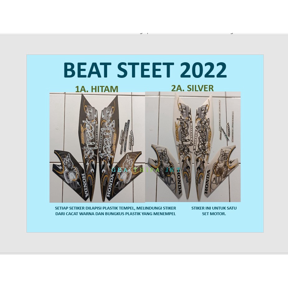 BEAT STREET 2022 Motor Honda Sticker Striping Stripping Stiker List