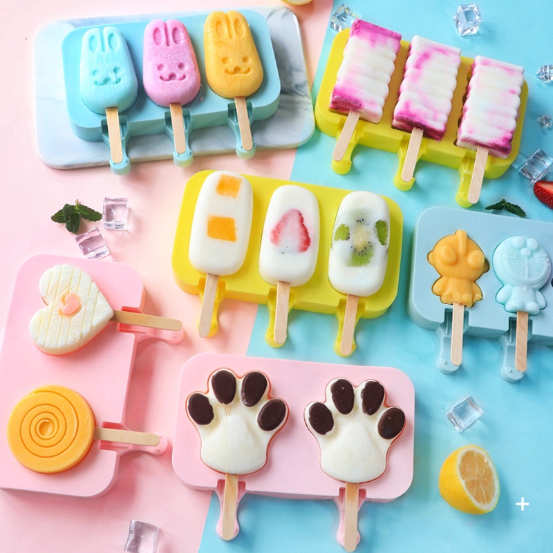 Cetakan Es Krim Popsicle Handmade DIY Bahan Silikon Dengan 6 Gaya