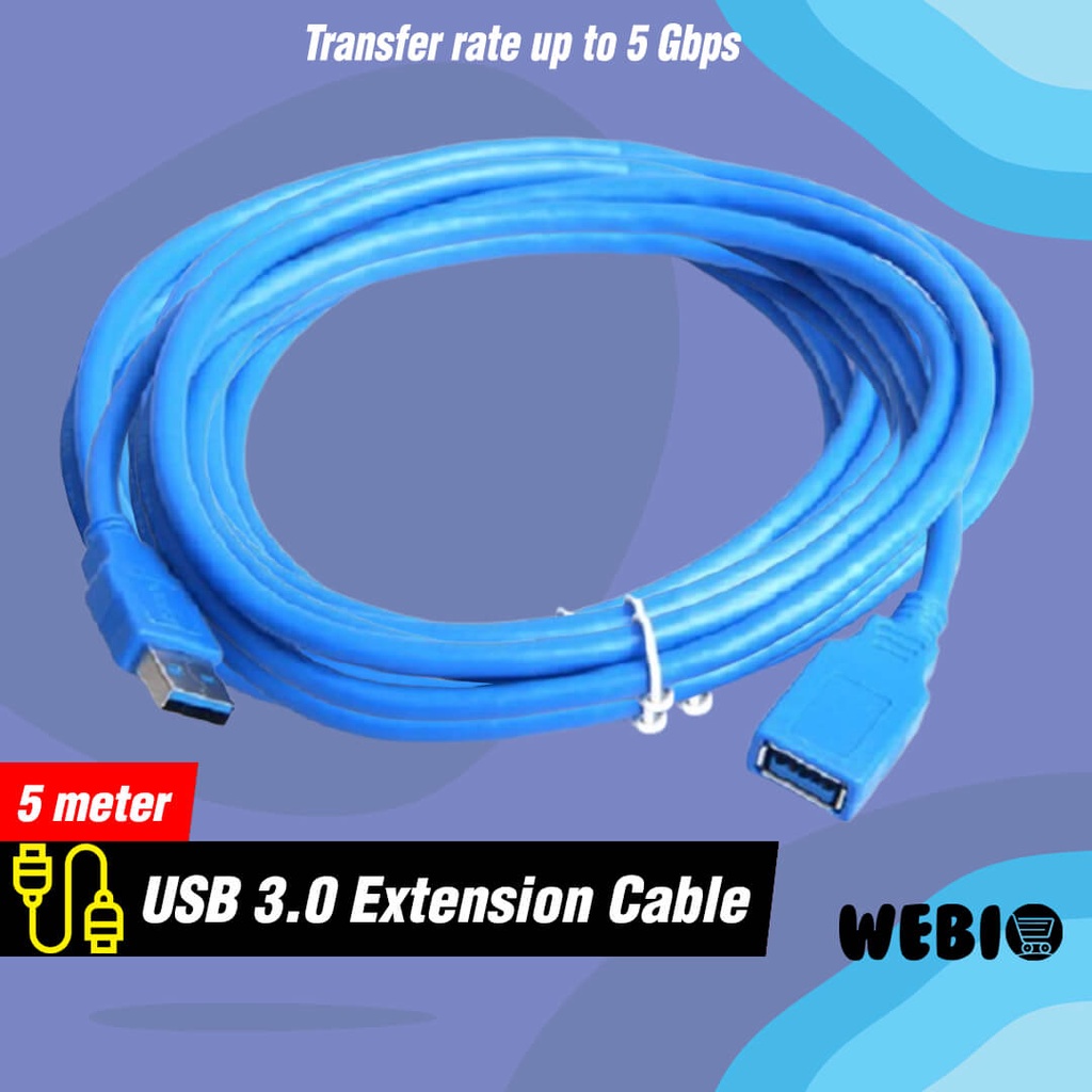 Kabel USB 3.0 Extension Male to Female 5M Sambungan Extender 5 Meter Ekstension Perpanjangan 5 M