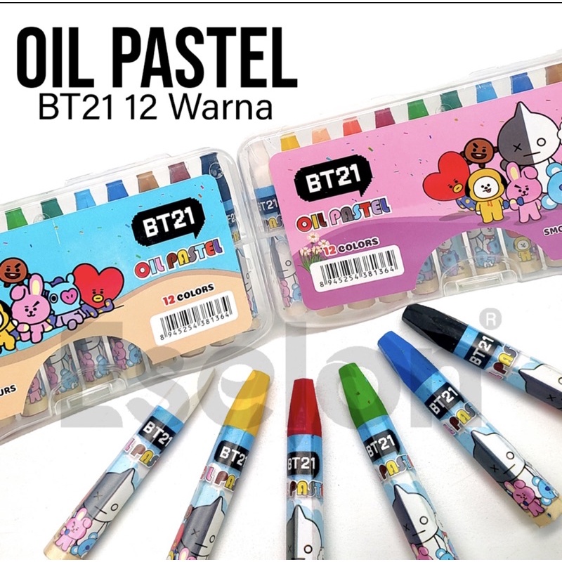 

CRAYON TEMA KOREAN 12 WARNA | OIL PASTEL BT21 BTS | KRAYON PASTEL BT21 KARAKTER