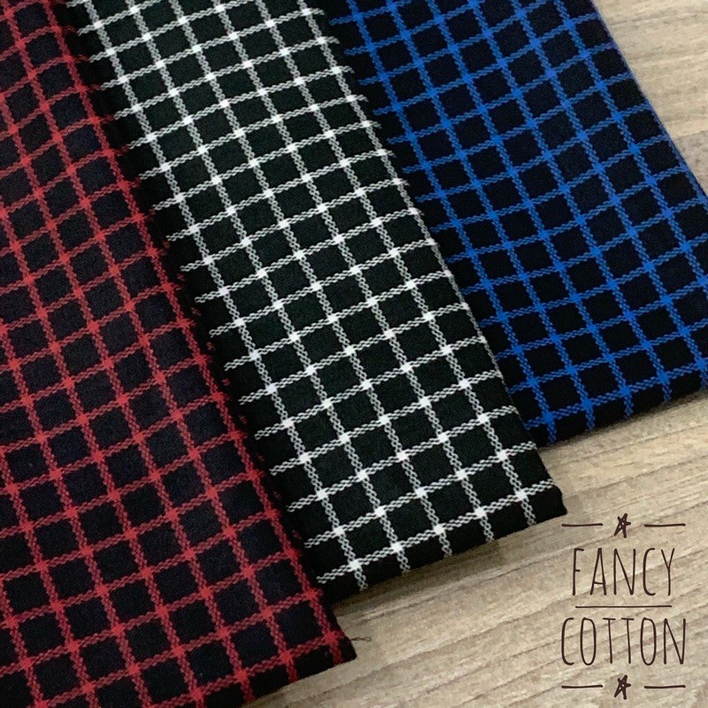 kain katun jepang motif kotak gingham black series