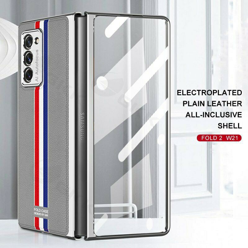 Original Case Gkk Samsung Z fold 2 2020 Casing cover Tempered electroplate Leather Protective Full