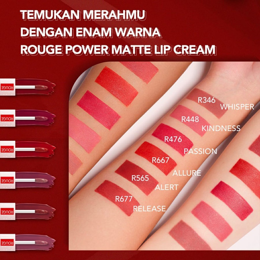 YOU Rouge Power Matte Lip Cream | Matte Finish, Tahan Lama, Nourishing - KINDNESS