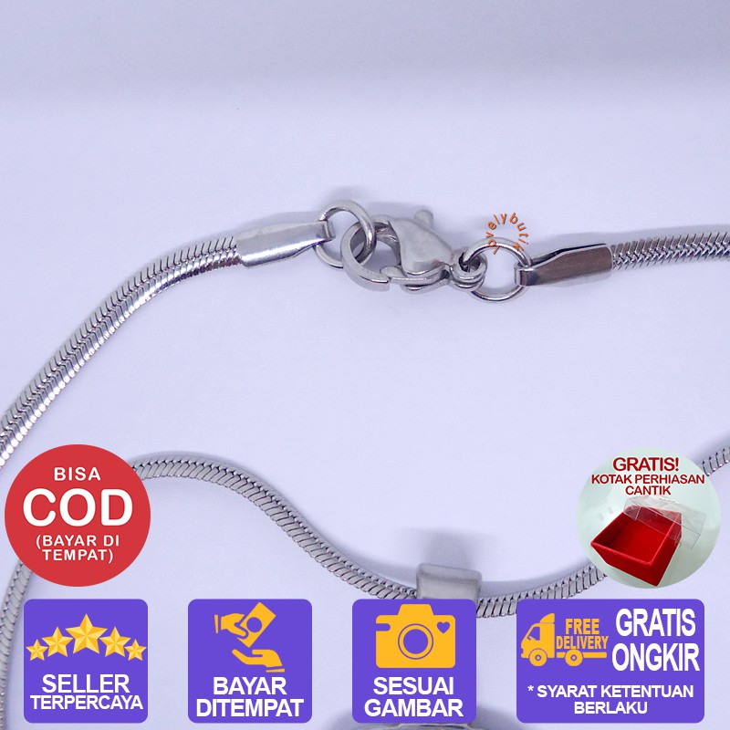 Lovelybutik Honey Kalung Huruf Titanium Anti Karat Inisial I Uk 45 cm BONUS KOTAK PERHIASAN