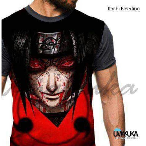 baju tshirt kaos 3d anime naruto uchiha itachi akatsuki / one piece premium original keren & murah