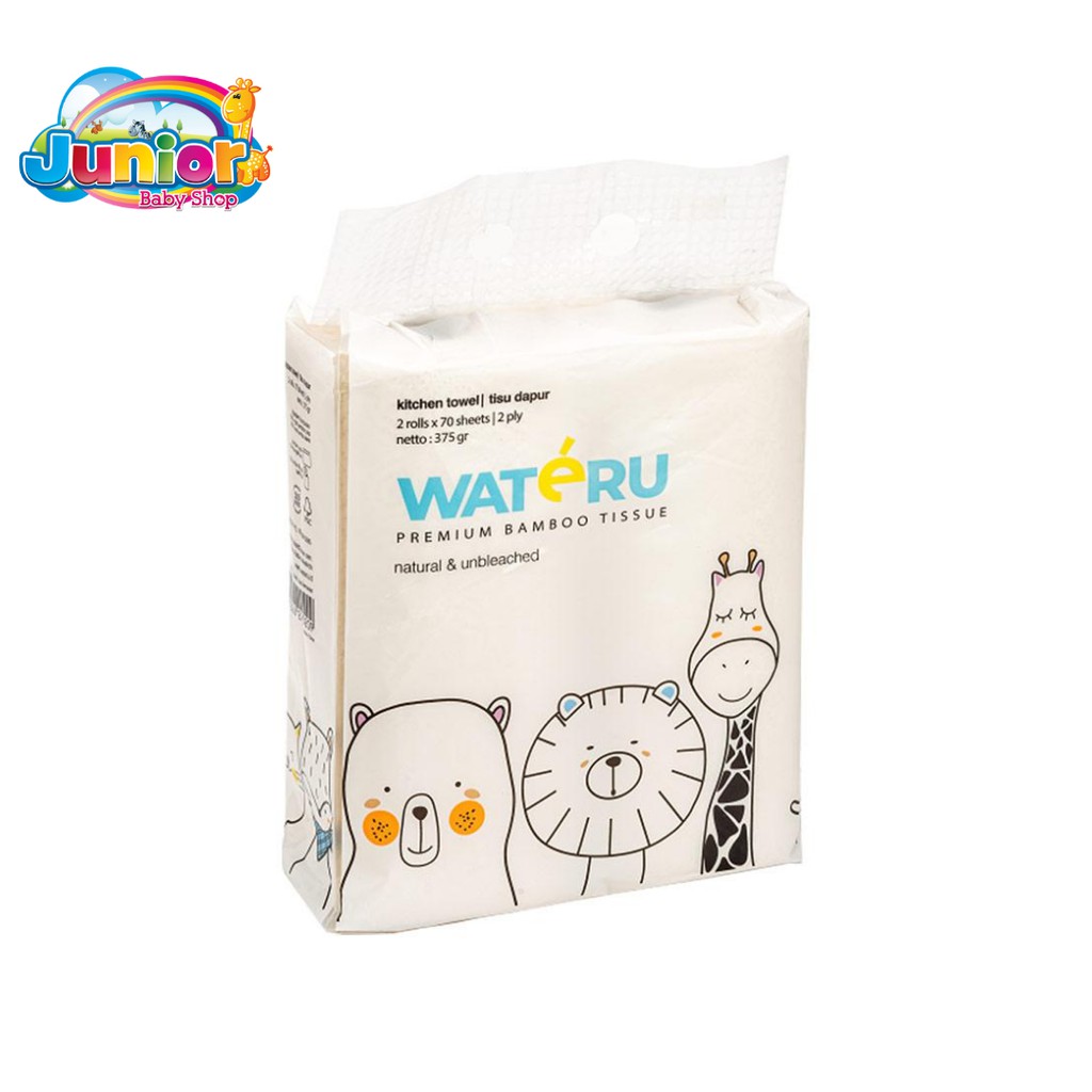 TERMURAH!! Wateru Premium Bamboo Kitchen Towel 2 rolls x 70 sheet