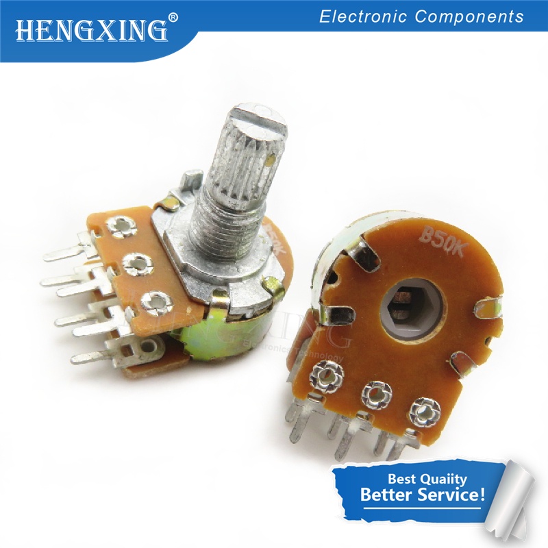 50pcs Potentiometer B1K B2K B5K B10K B20K B50K B100K B500K B1M 6Pin Shaft WH148 1K 2K 5K 100K 50K 500K 10K 20K