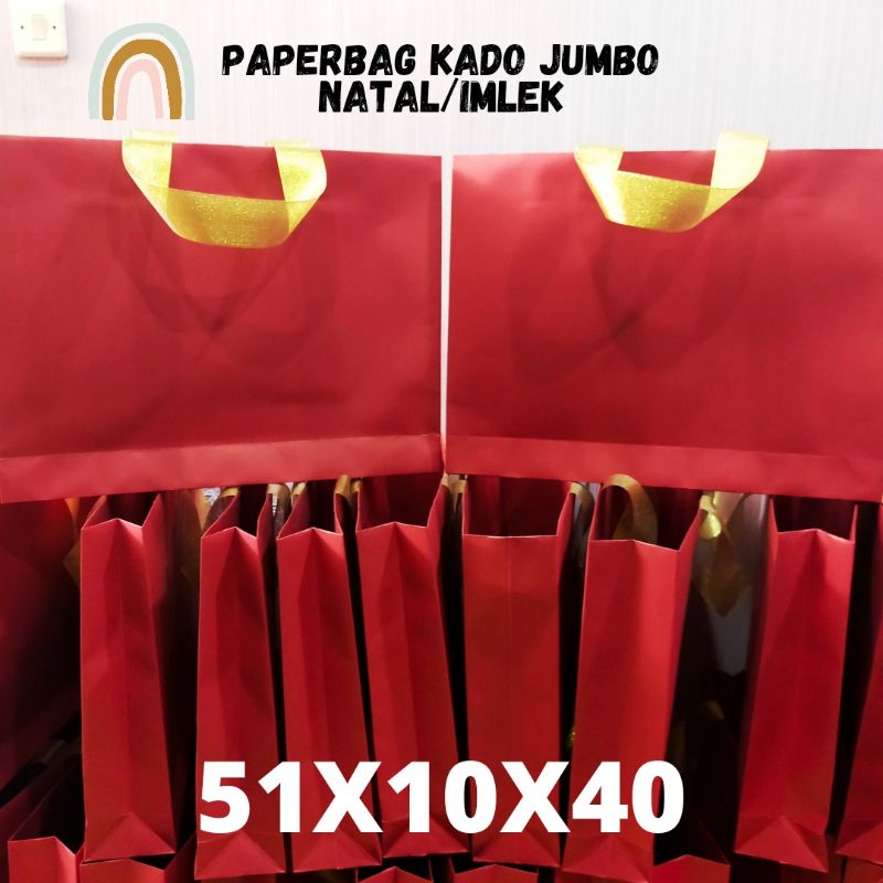 

[ KANINONG ] Paper Bag Kado Jumbo Merah Imlek / Goodie Bag Jumbo CNY / Paper Bag Kado Besar Merah / Goodie Bag Hampers Merah