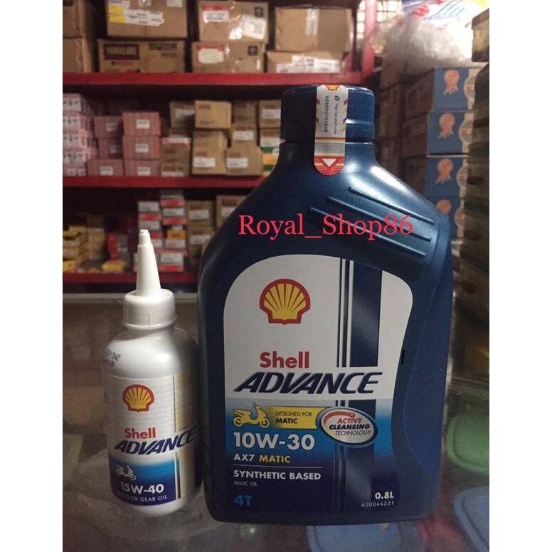 Oli Shell Ax7 Matic Sae 10W-30 / Sae 10W-40 0,8Liter & Oli Shell Gear 120Ml Original Paket Oli Motor