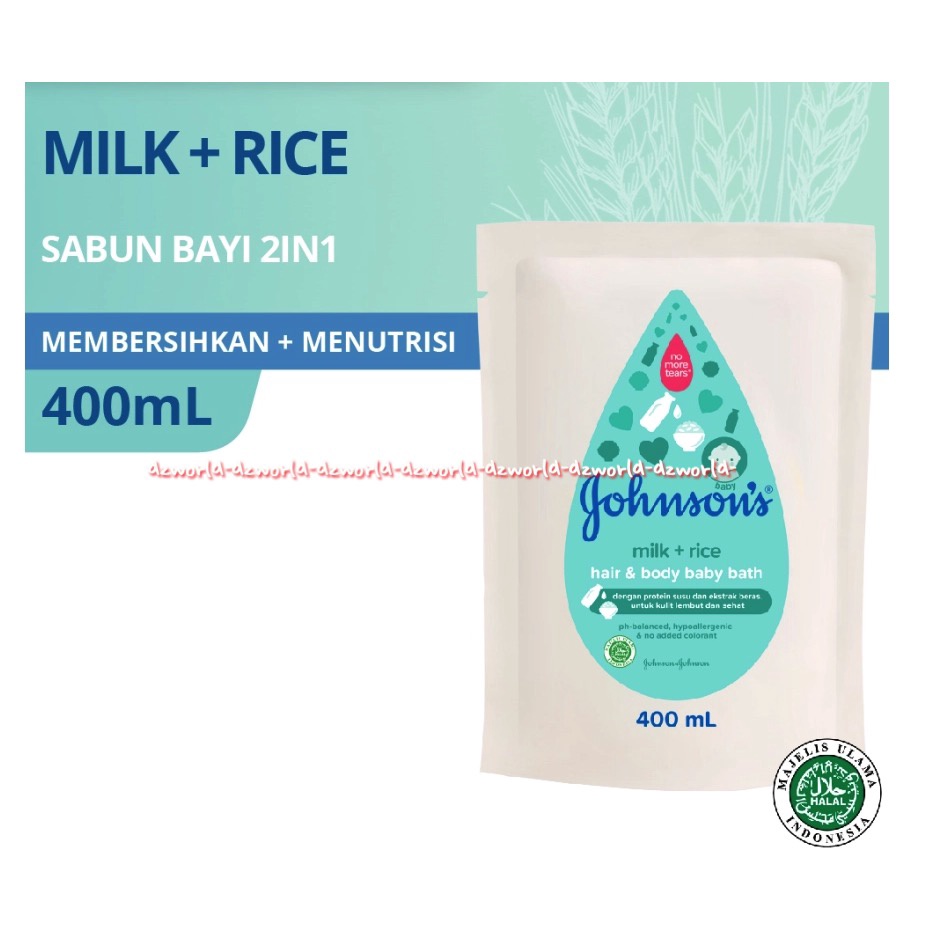 Johnson's Baby Bath Milk Rice 400ml Refill Sabun Bayi Untuk Membuat Kulit Lebih Lembut Halus Jonson Jhonson Johnson Sabun Susu Bayi Milk + Rice kemasan Pouch 400 ml