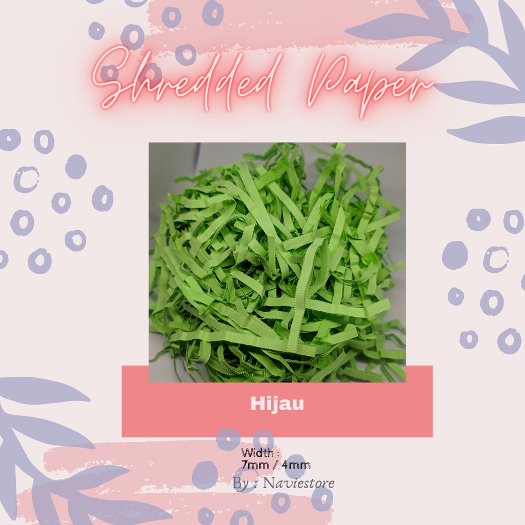 

Kertas Serut HVS Hijau / Shredded Paper / Kertas Cacah / Kertas Suwir Untuk Packing Hampers